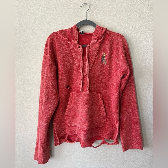 Grown Alchemist Tops - Alchemist Baja Distressed V Neck Pullover Sweatshirt in Red Women's Size XS